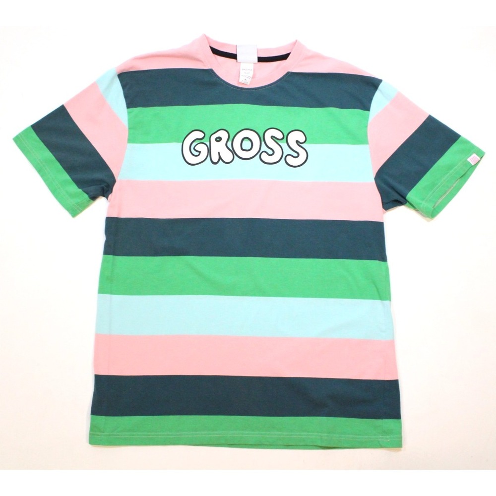 Salem 7 "GROSS" Pink/Green/Blue Striped Crewneck Short Sleeve T~Shirt Size XL